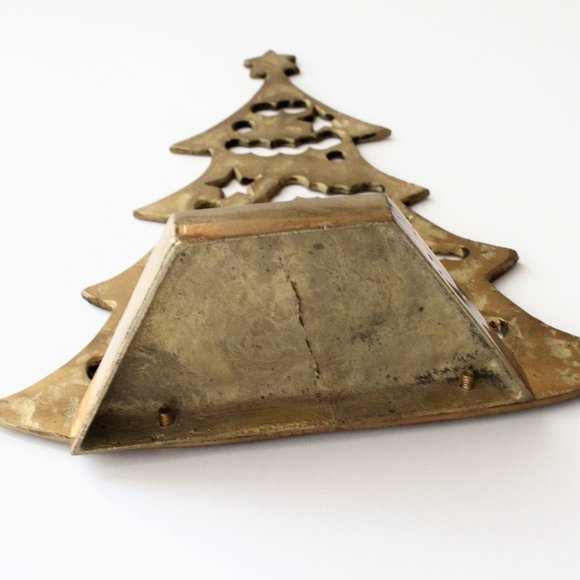 Brass Christmas Tree Votive Candle Holder Patina Cut Out Patina XMAS Holiday - Picture 8 of 11